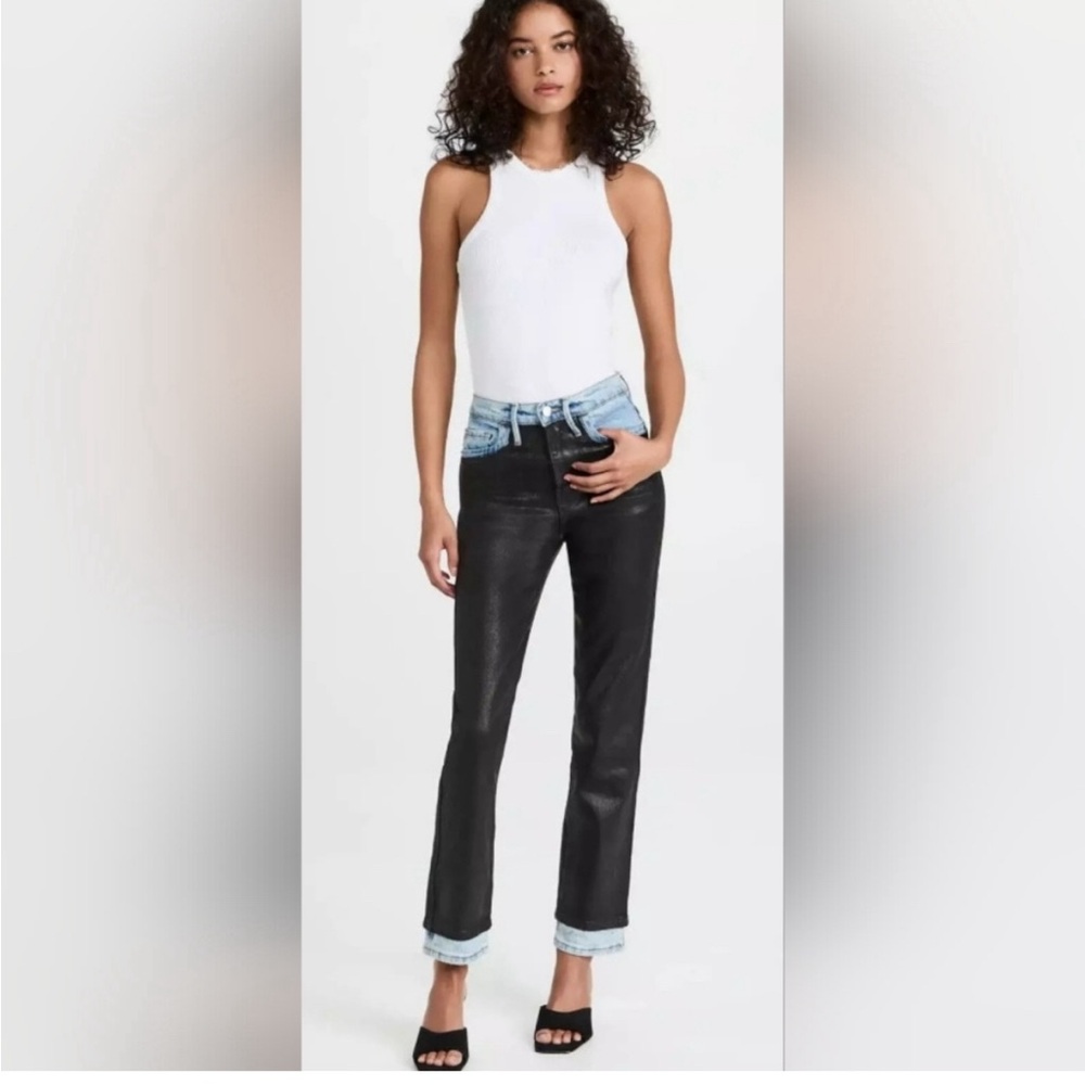 Frame Le Sylvie Slender Straight Faux Leather Jeans size 28